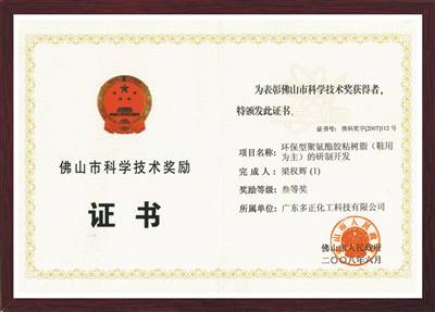 佛山科學(xué)技術(shù)獎-鞋用膠